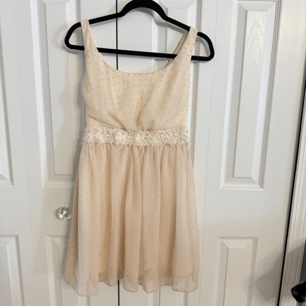Jump Girl Elegant Cream Girls Lace Dress Sz 5/6 Zipper Closure EUC CI